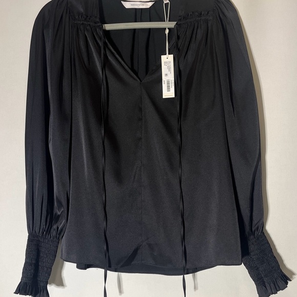 Rebecca Taylor Blue Ruffled Long Sleeve Blouse - Picture 2 of 5